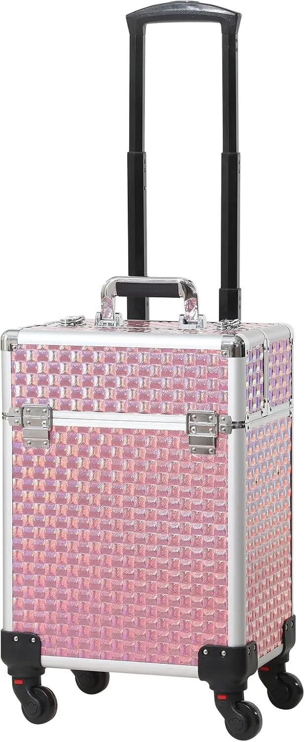 Rolling Makeup Cart with Wheels for Cosmetics Storage (Pink)