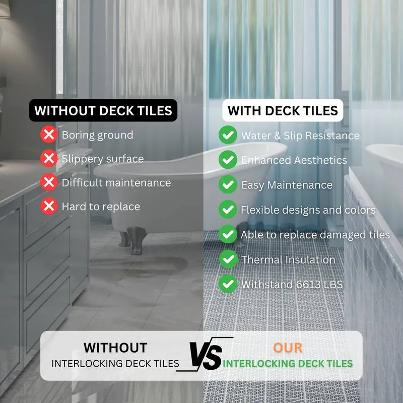Rosette Gray Outdoor Deck Tiles - Durable & Waterproof!