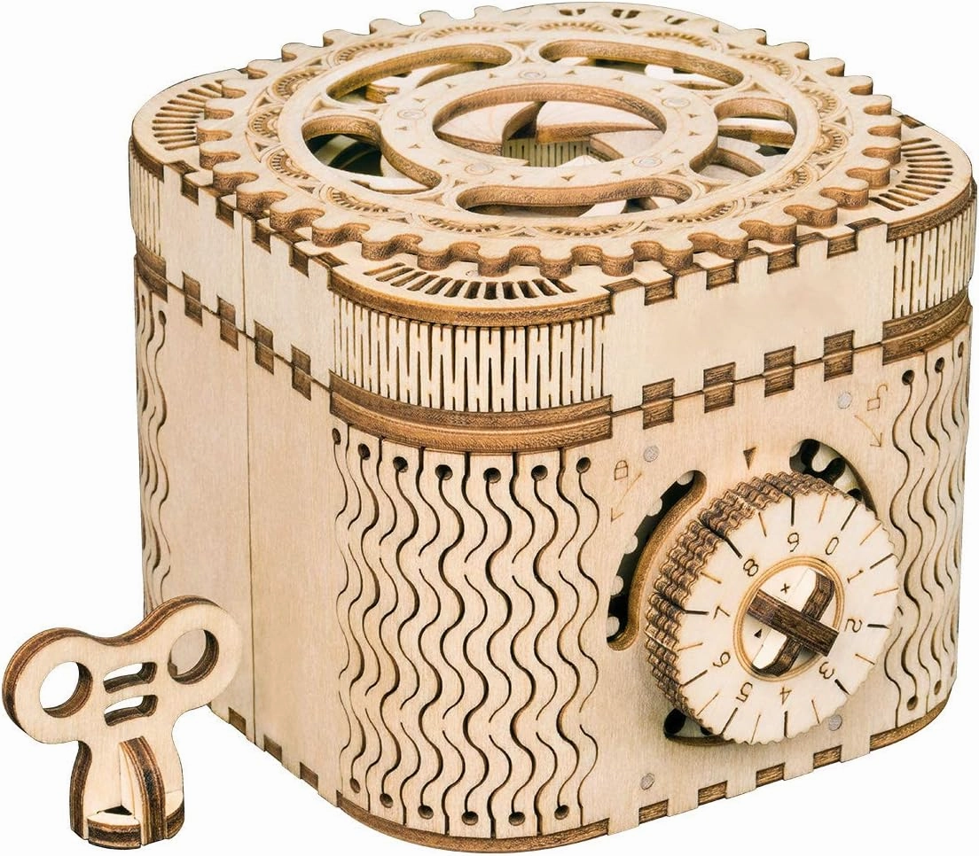 Rowood 3D Puzzles for Adults, Wooden Mechanical Gear Model Kits for Teens Kids Age 14  - Treasure Box