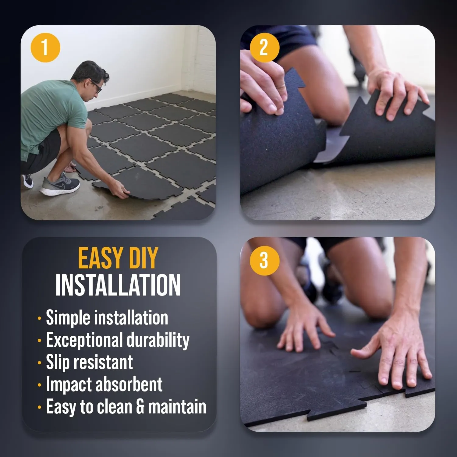 Rubber King 10 Piece Interlocking Tiles 19" x 19" x 6mm - 100% Recycled Rubber Gym Floor Tiles, Exercise Mat for Home Gym, Anti-Slip Low-Odor Interlocking Puzzle Floor Tiles - 23.5sq ft
