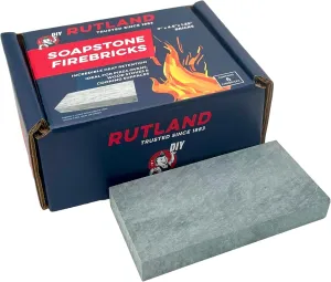 Rutland Soapstone Fire Bricks, Premium Firebricks for Wood-Burning Fireplaces & Woodstoves, Blue-Gray, 2,700  F, Case of 6