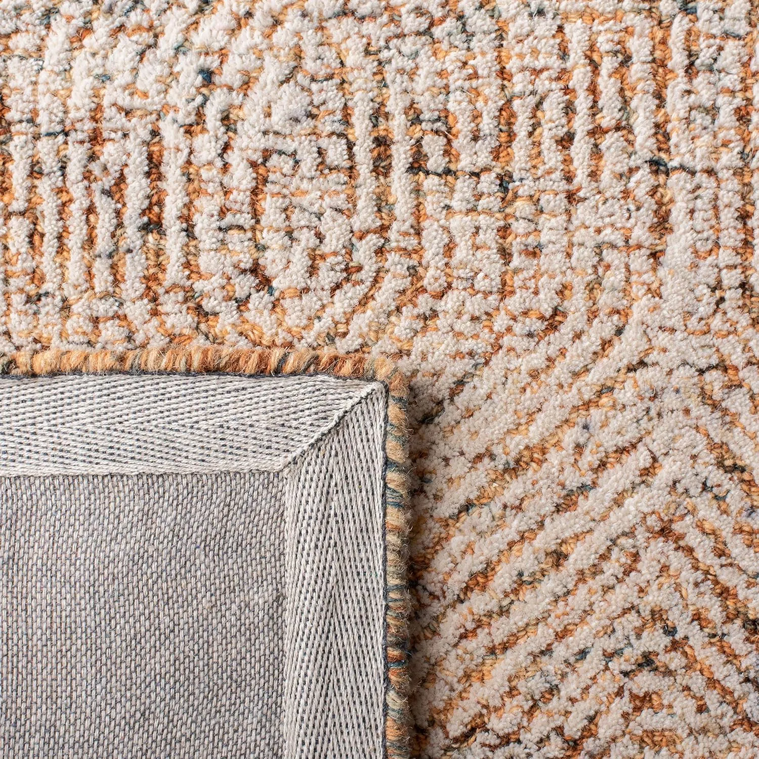 SAFAVIEH Abstract Collection 6' Square Ivory / Rust ABT340P Handmade Premium Wool Area Rug