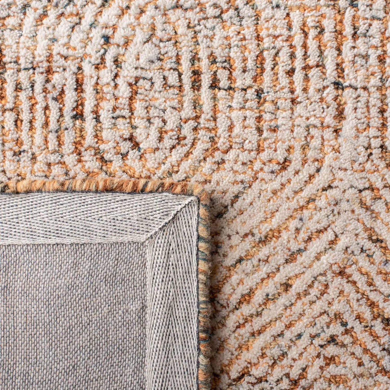 SAFAVIEH Abstract Collection 6' Square Ivory / Rust ABT340P Handmade Premium Wool Area Rug
