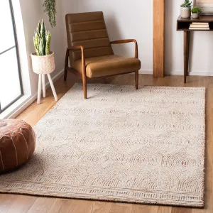 SAFAVIEH Abstract Collection 6' Square Ivory / Rust ABT340P Handmade Premium Wool Area Rug