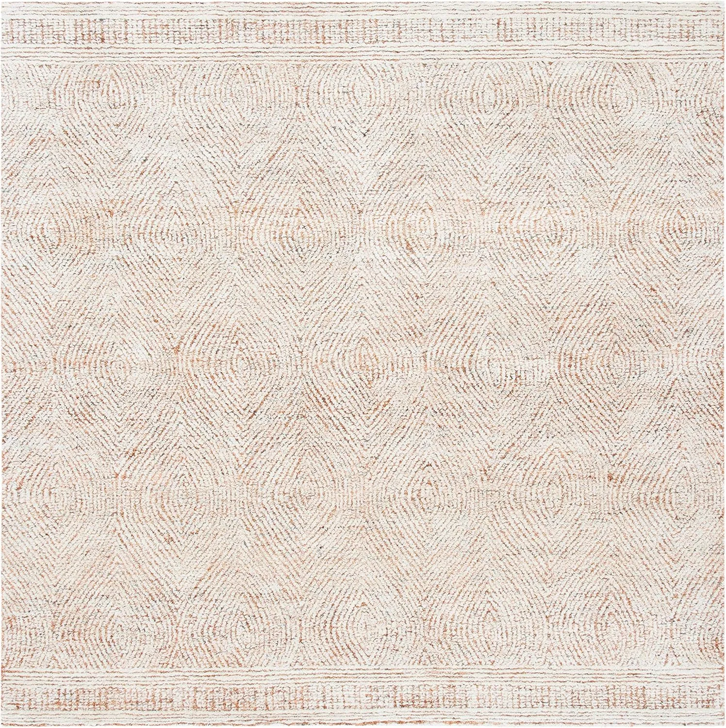 SAFAVIEH Abstract Collection 6' Square Ivory / Rust ABT340P Handmade Premium Wool Area Rug