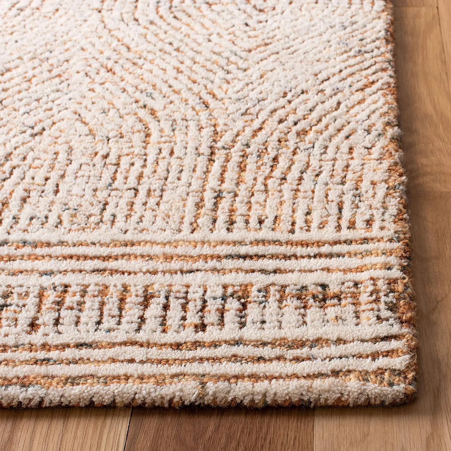 SAFAVIEH Abstract Collection 6' Square Ivory / Rust ABT340P Handmade Premium Wool Area Rug