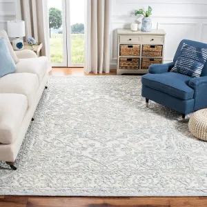 SAFAVIEH Area Rug 8x10 - Trace Collection - Large - Ivory & Blue, Handmade Wool, Ideal for Living Room, Bedroom, Office, Dining Space (TRC302M)