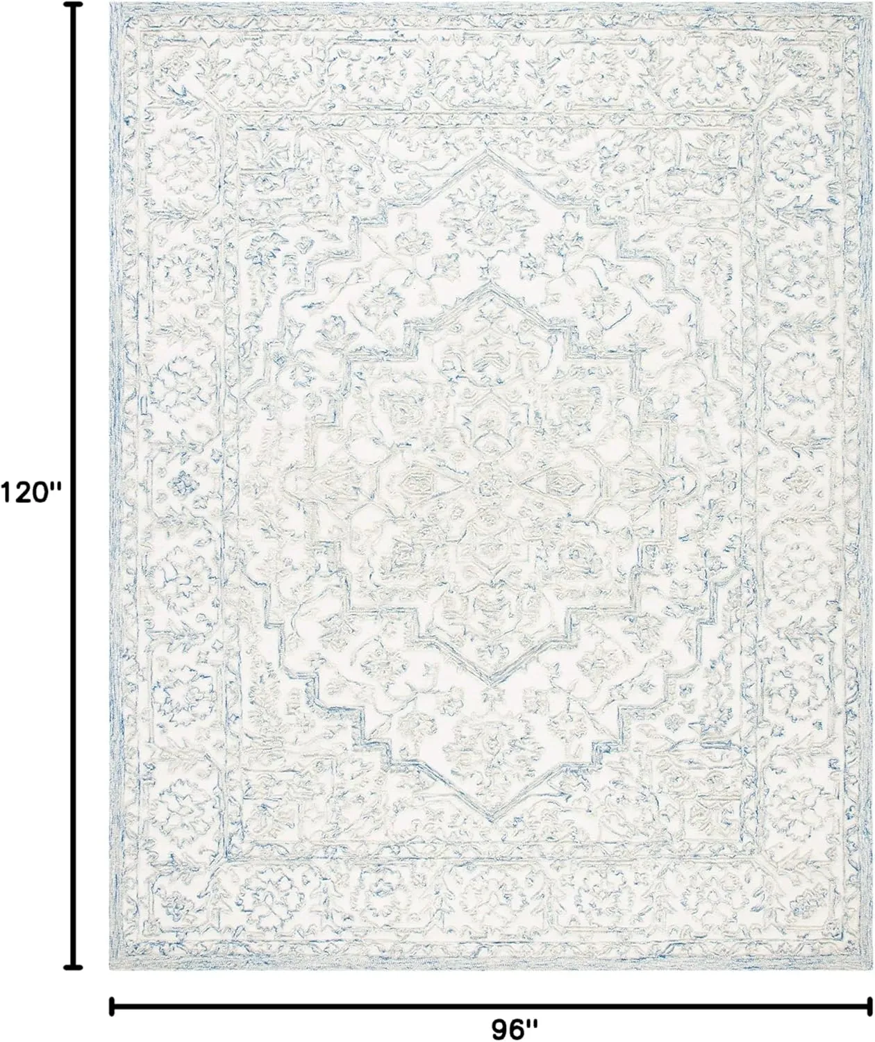SAFAVIEH Area Rug 8x10 - Trace Collection - Large - Ivory & Blue, Handmade Wool, Ideal for Living Room, Bedroom, Office, Dining Space (TRC302M)
