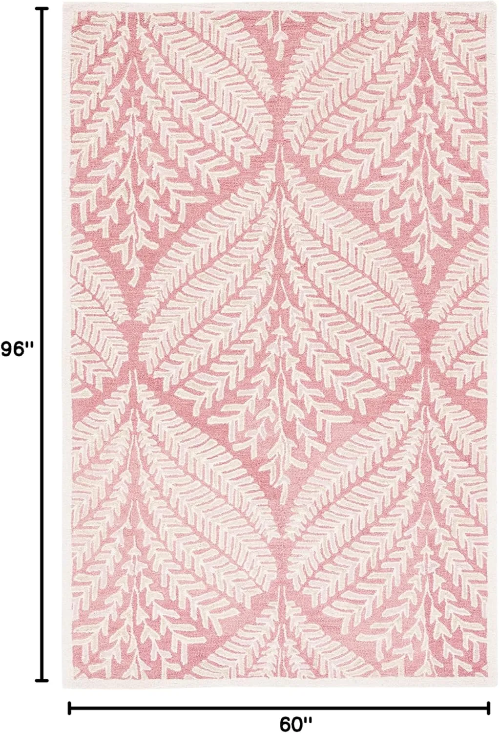 SAFAVIEH Capri Collection Area Rug - 5' x 8', Pink & Ivory, Handmade Wool, Ideal for High Traffic Areas in Living Room, Bedroom (CPR208R)