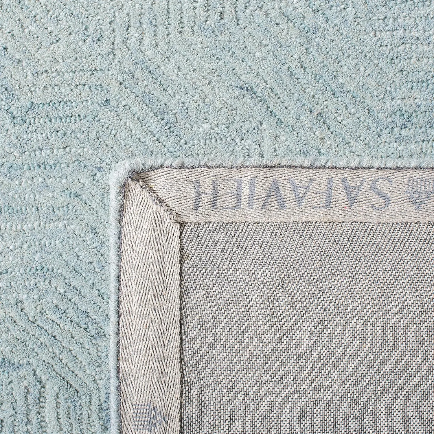 SAFAVIEH Ikat Collection Area Rug - 9' x 12', Aqua, Handmade Wool, Ideal for High Traffic Areas in Living Room, Bedroom (IKT506J)