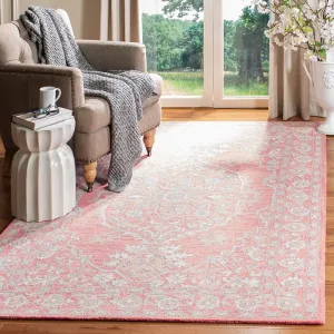 SAFAVIEH Micro-Loop Collection Area Rug - 5' x 8', Pink & Ivory, Handmade Shabby Chic Wool, Ideal for High Traffic Areas in Living Room, Bedroom (MLP504U)