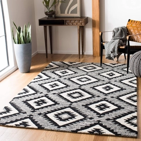 SAFAVIEH Aspen Collection Area Rug - 6' x 9', Charcoal & Black, Handmade Wool, Ideal for High Traffic Areas in Living Room, Bedroom (APN813Z)