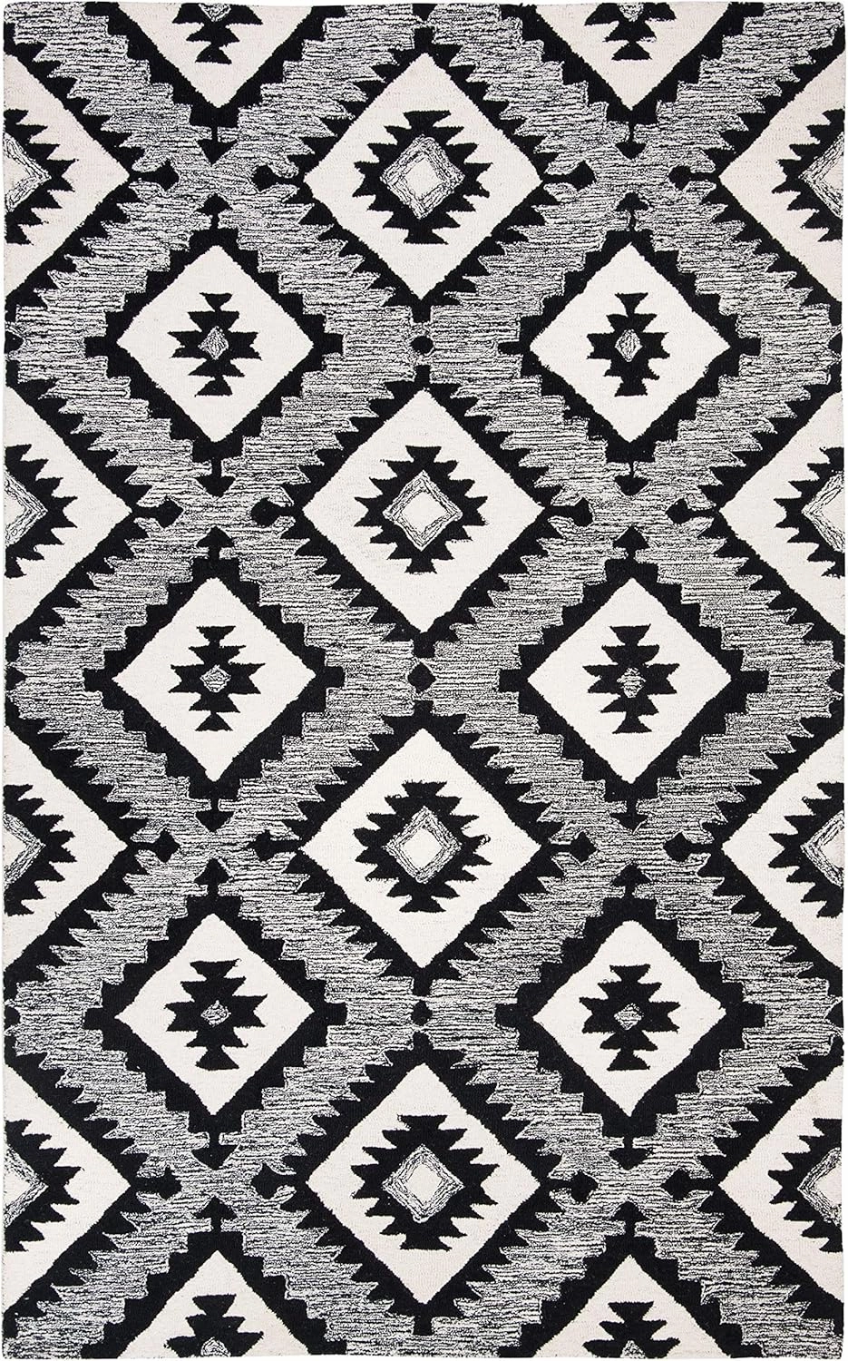 SAFAVIEH Aspen Collection Area Rug - 6' x 9', Charcoal & Black, Handmade Wool, Ideal for High Traffic Areas in Living Room, Bedroom (APN813Z)