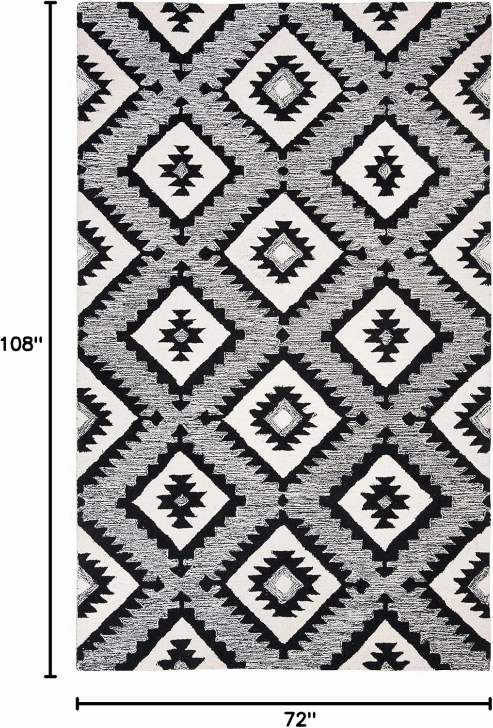 SAFAVIEH Aspen Collection Area Rug - 6' x 9', Charcoal & Black, Handmade Wool, Ideal for High Traffic Areas in Living Room, Bedroom (APN813Z)