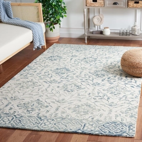 SAFAVIEH Dip Dye Collection 5' x 8' Blue/Ivory DDY901M Handmade Premium Wool Area Rug