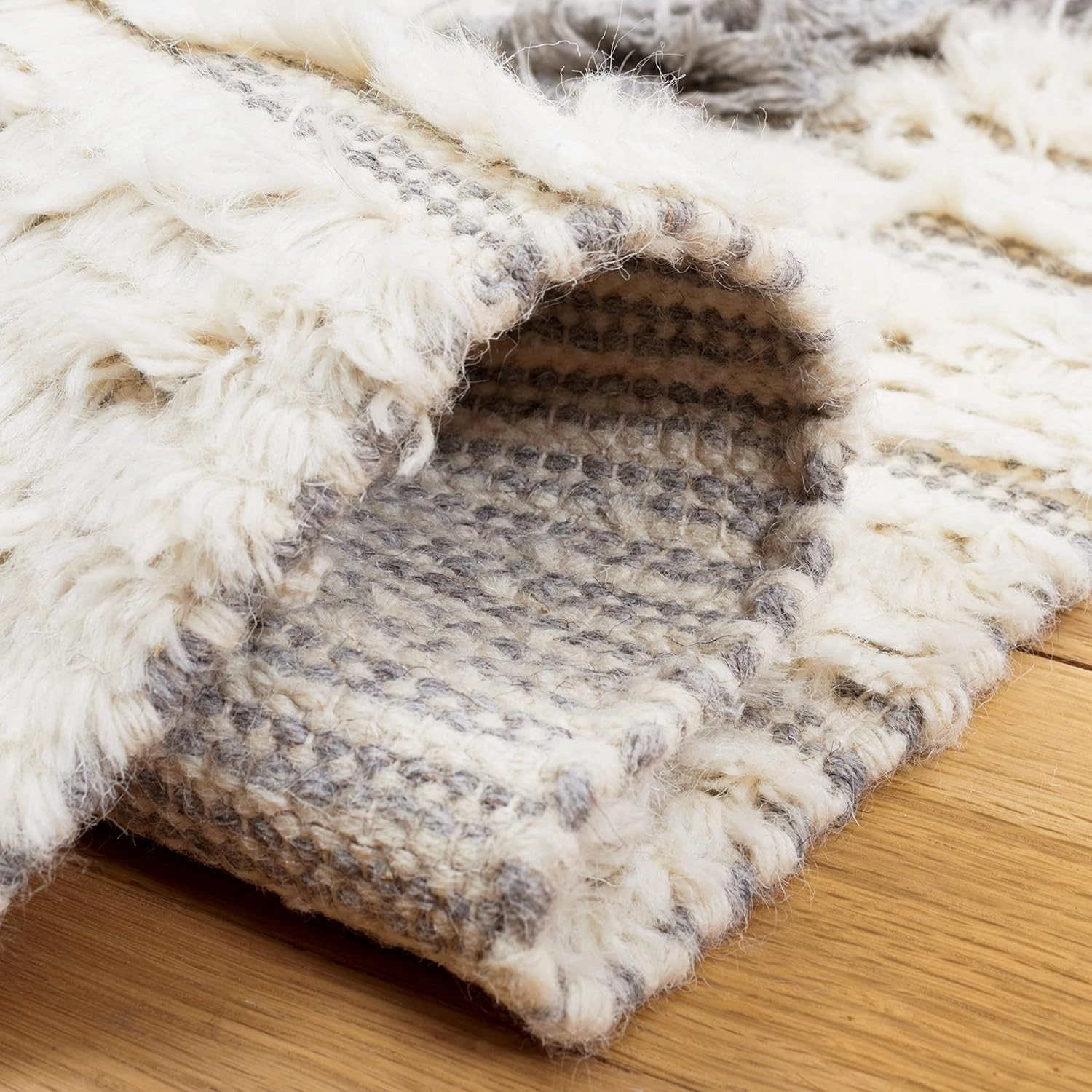 SAFAVIEH Kenya Collection Runner Rug - 2'3" x 8', Ivory & Grey, Handmade Moroccan Boho Tribal Tassel Wool, Ideal for High Traffic Areas in Living Room, Bedroom (KNY954A)