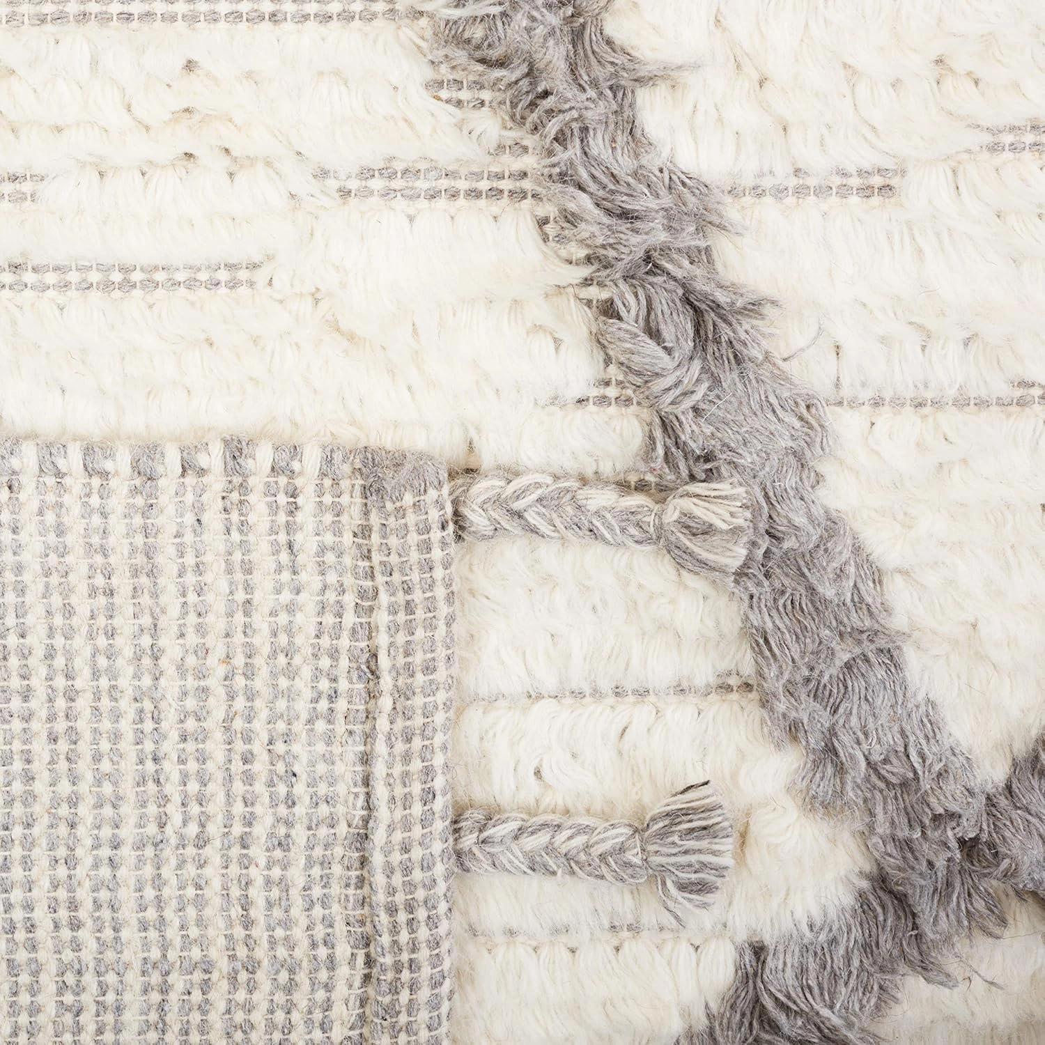 SAFAVIEH Kenya Collection Runner Rug - 2'3" x 8', Ivory & Grey, Handmade Moroccan Boho Tribal Tassel Wool, Ideal for High Traffic Areas in Living Room, Bedroom (KNY954A)