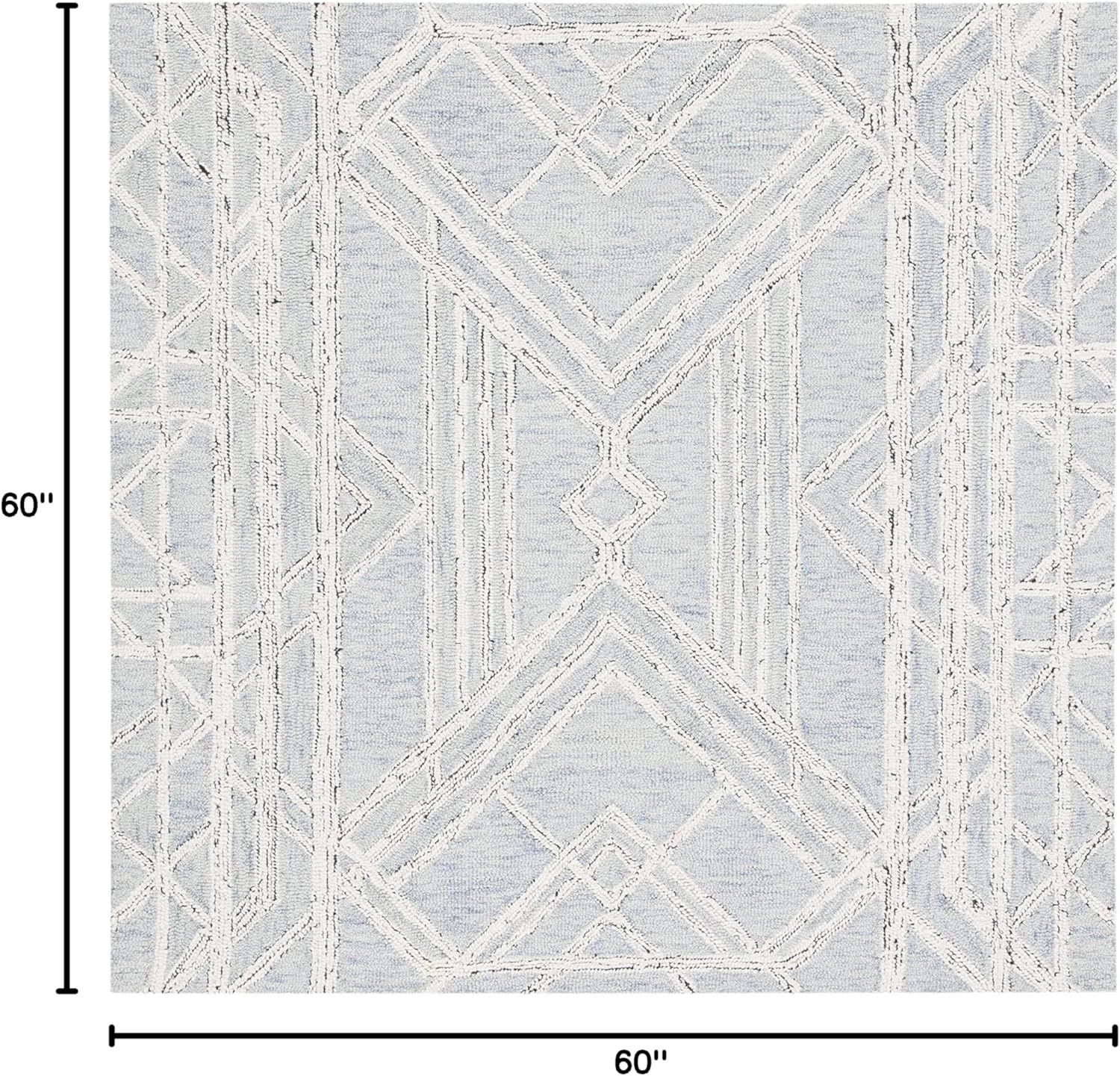 SAFAVIEH Micro-Loop Collection 5' Square Light Blue/Ivory MLP173M Handmade Premium Wool Area Rug