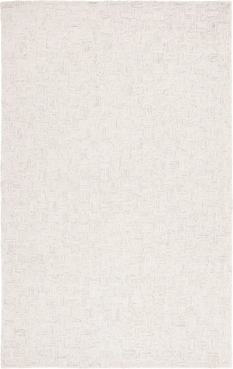 SAFAVIEH Micro-Loop Collection Area Rug - 5' x 8', Light Grey & Ivory, Handmade Wool, Ideal for High Traffic Areas in Living Room, Bedroom (MLP537F)