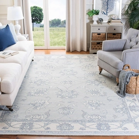 SAFAVIEH Micro-Loop Collection Area Rug - 9' x 12', Light Blue & Ivory, Handmade Wool, Ideal for High Traffic Areas in Living Room, Bedroom (MLP536L)