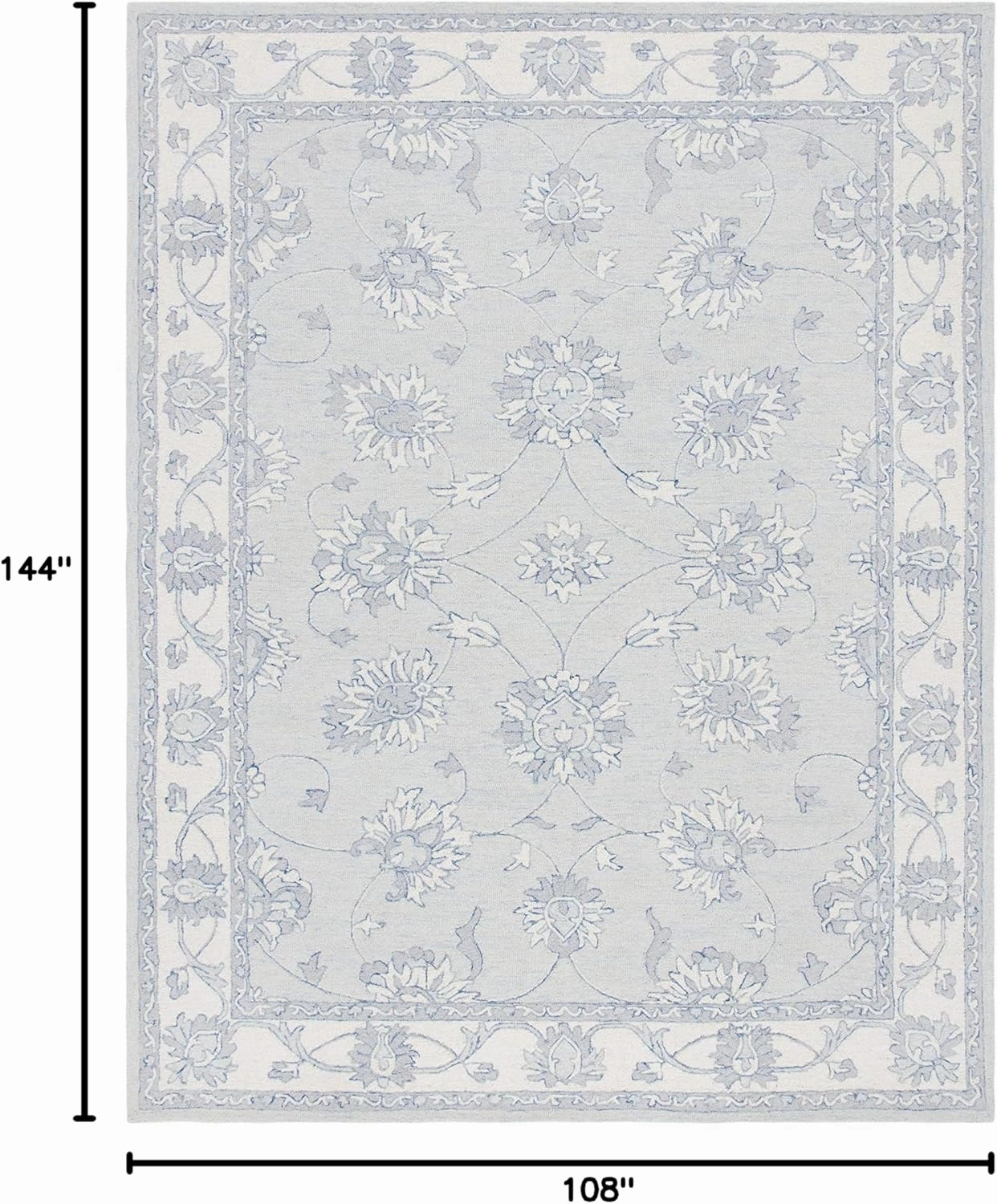 SAFAVIEH Micro-Loop Collection Area Rug - 9' x 12', Light Blue & Ivory, Handmade Wool, Ideal for High Traffic Areas in Living Room, Bedroom (MLP536L)