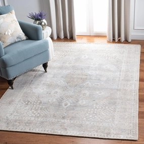 SAFAVIEH Restoration Vintage Collection Area Rug - 5' x 8', Beige & Sand, Handmade Distressed Wool & Viscose, Ideal for High Traffic Areas in Living Room, Bedroom (RVT703B)