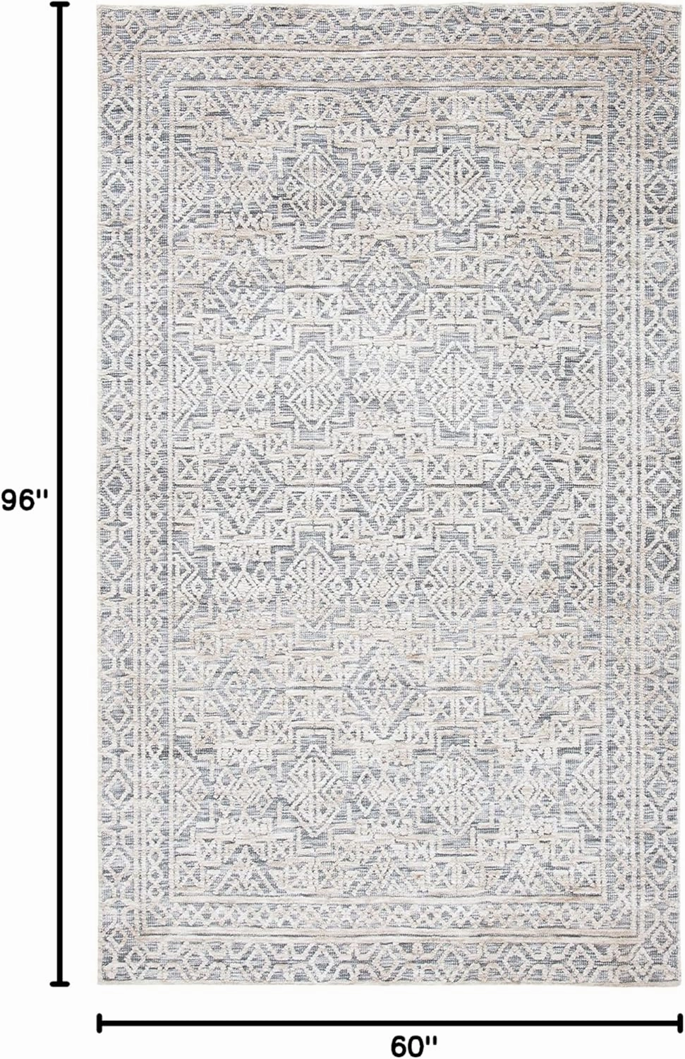 SAFAVIEH Roslyn Collection Area Rug - 5' x 8', Grey & Beige, Handmade Vintage Distressed, Ideal for High Traffic Areas in Living Room, Bedroom (ROS704F)