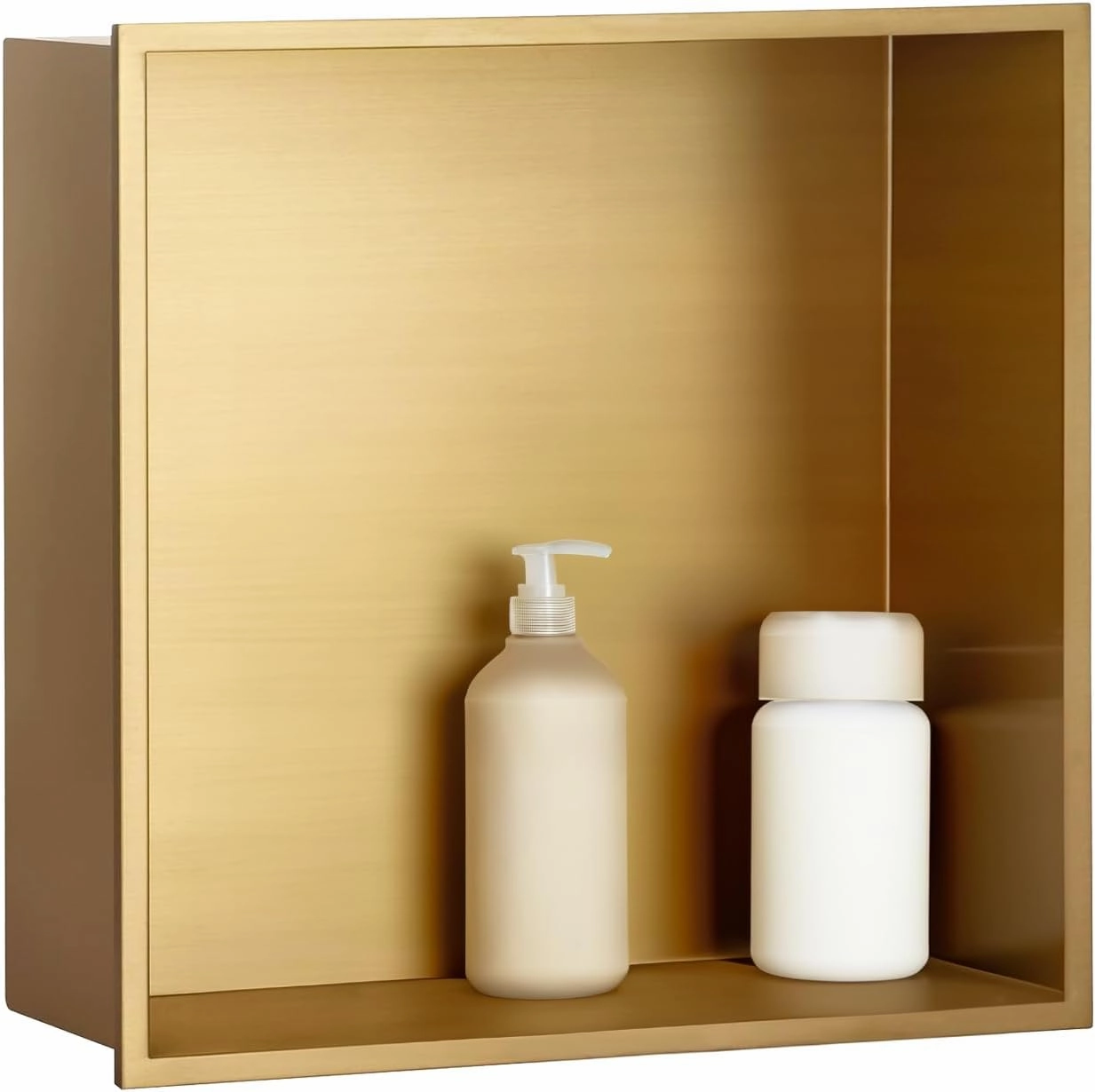 SaniteModar Shower Niche 12" X 12", Brushed Gold Stainless Steel Niche for Shower Wall, No Tile Needed
