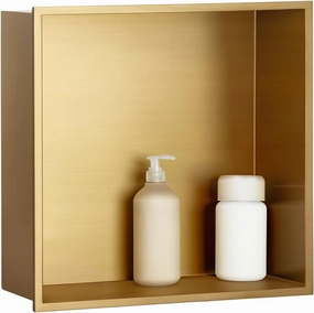 SaniteModar Shower Niche 12" X 12", Brushed Gold Stainless Steel Niche for Shower Wall, No Tile Needed