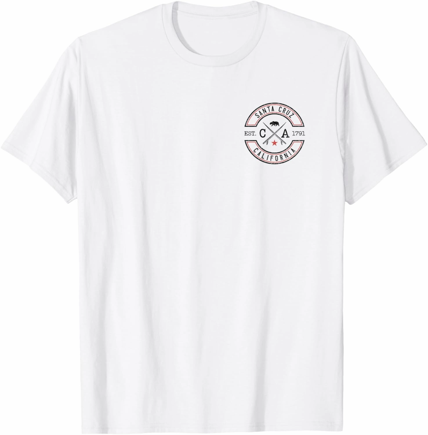 Santa Cruz Beach California CA Retro Surfer Front & Back T-Shirt