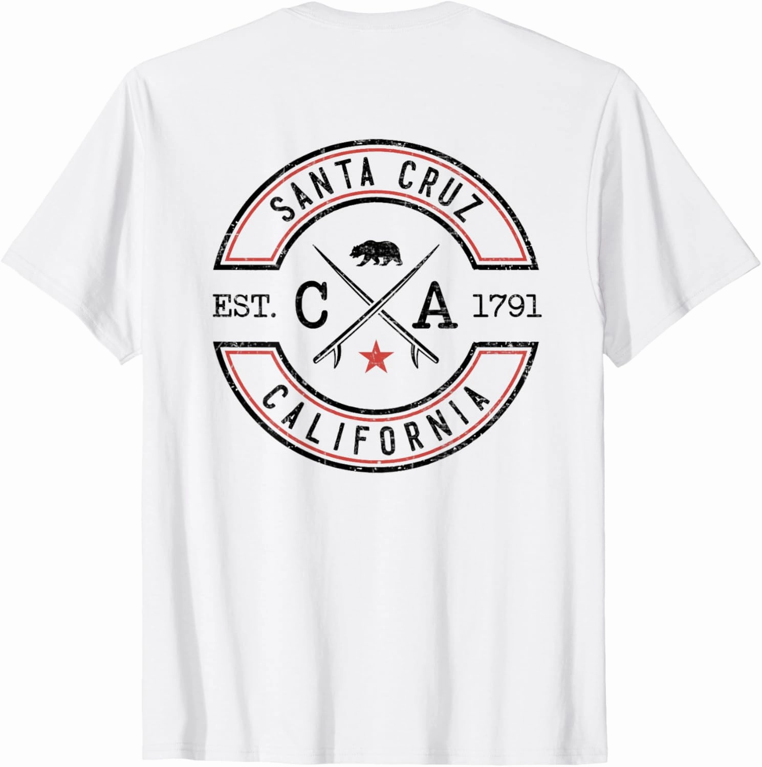 Santa Cruz Beach California CA Retro Surfer Front & Back T-Shirt