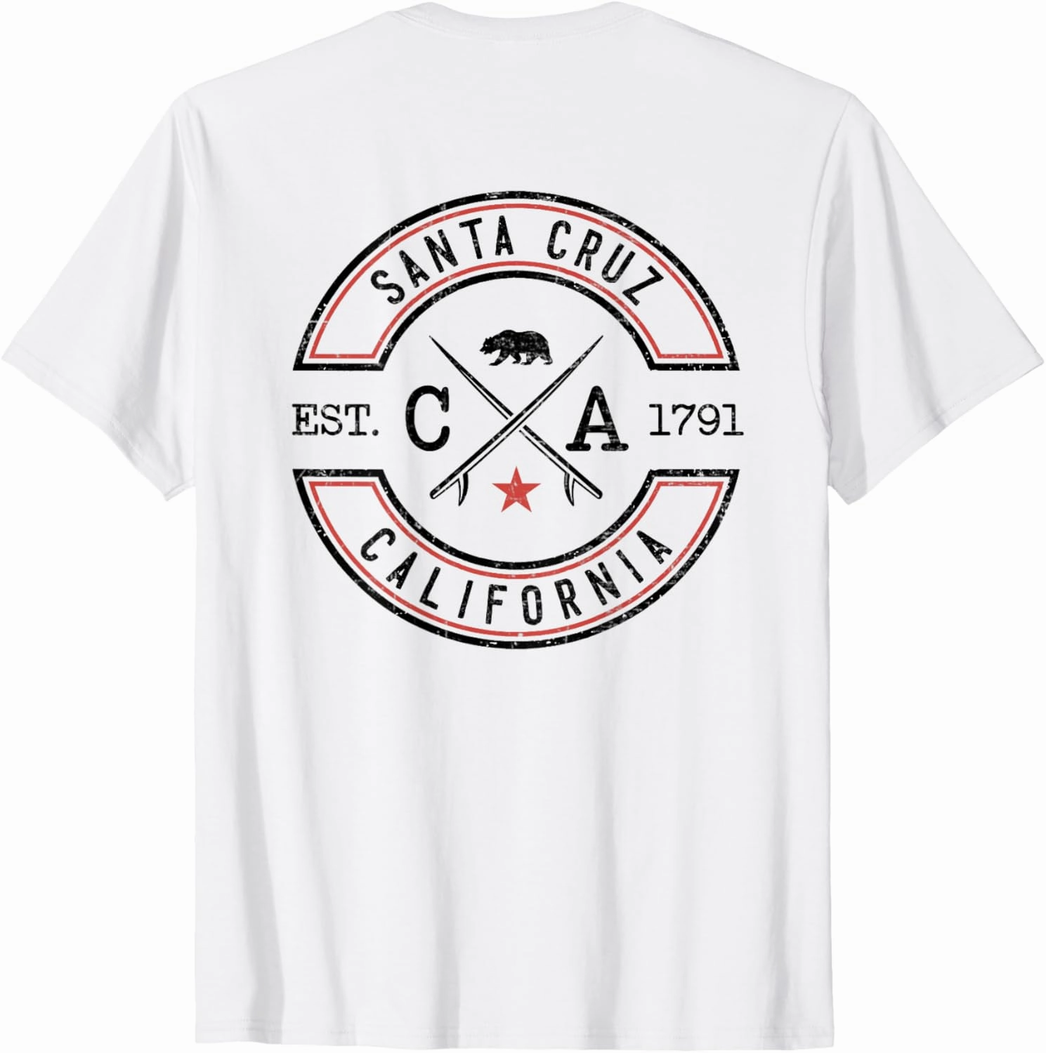 Santa Cruz Beach California CA Retro Surfer Front & Back T-Shirt