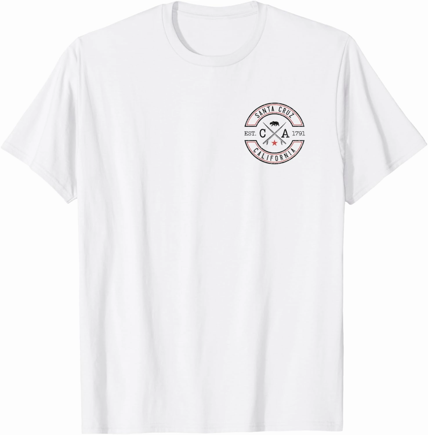 Santa Cruz Beach California CA Retro Surfer Front & Back T-Shirt