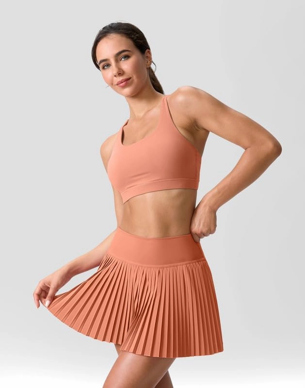 SANTINY Pleated Tennis Skirt for Women with Pockets Shorts Women's High Waisted Lightweight Athletic Golf Skorts Skirts