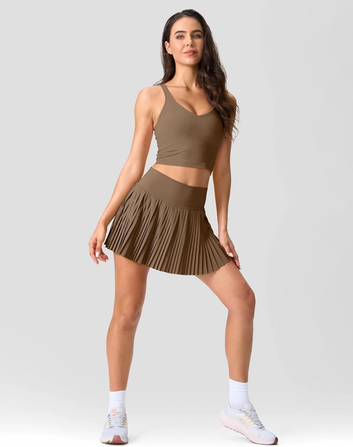 SANTINY Pleated Tennis Skirt for Women with Pockets Shorts Women's High Waisted Lightweight Athletic Golf Skorts Skirts