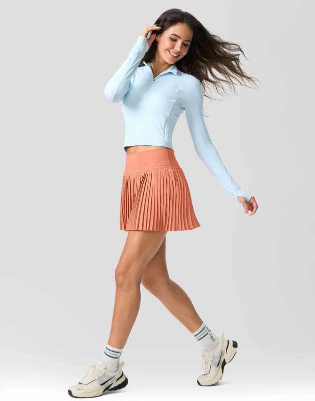 SANTINY Pleated Tennis Skirt for Women with Pockets Shorts Women's High Waisted Lightweight Athletic Golf Skorts Skirts