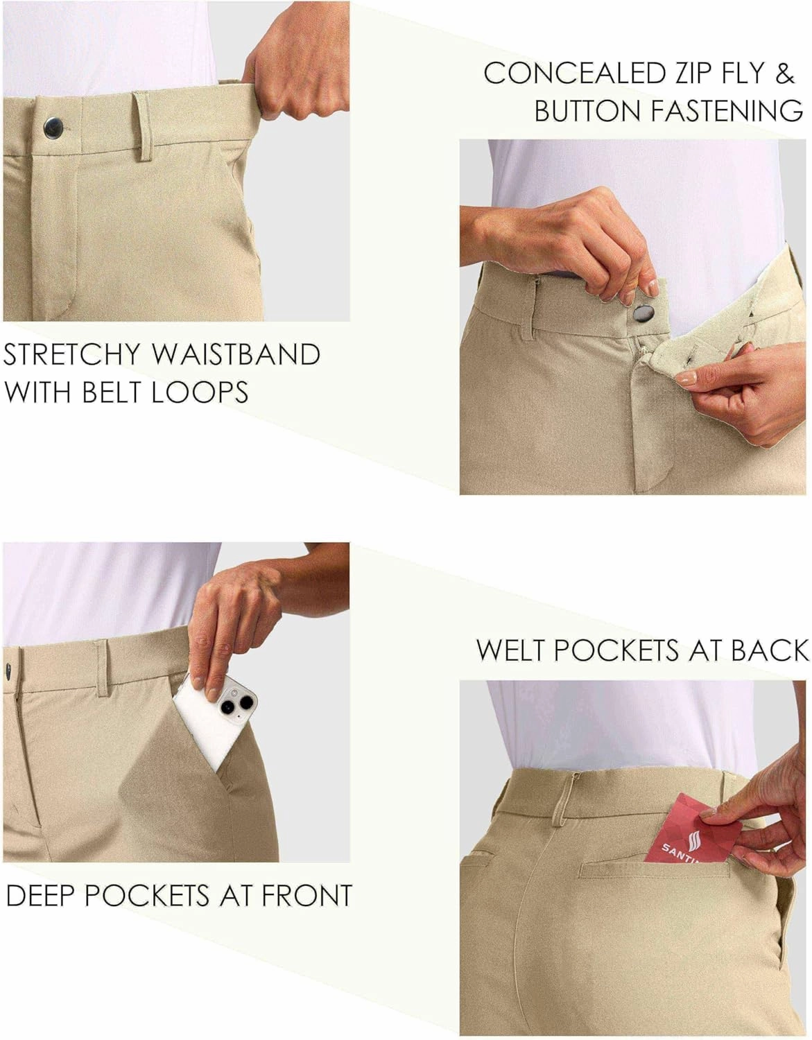 SANTINY Women's 5" Golf Shorts with Pockets Quick Dry Stretch Work Outdoor Hiking Shorts for Women Casual Summer