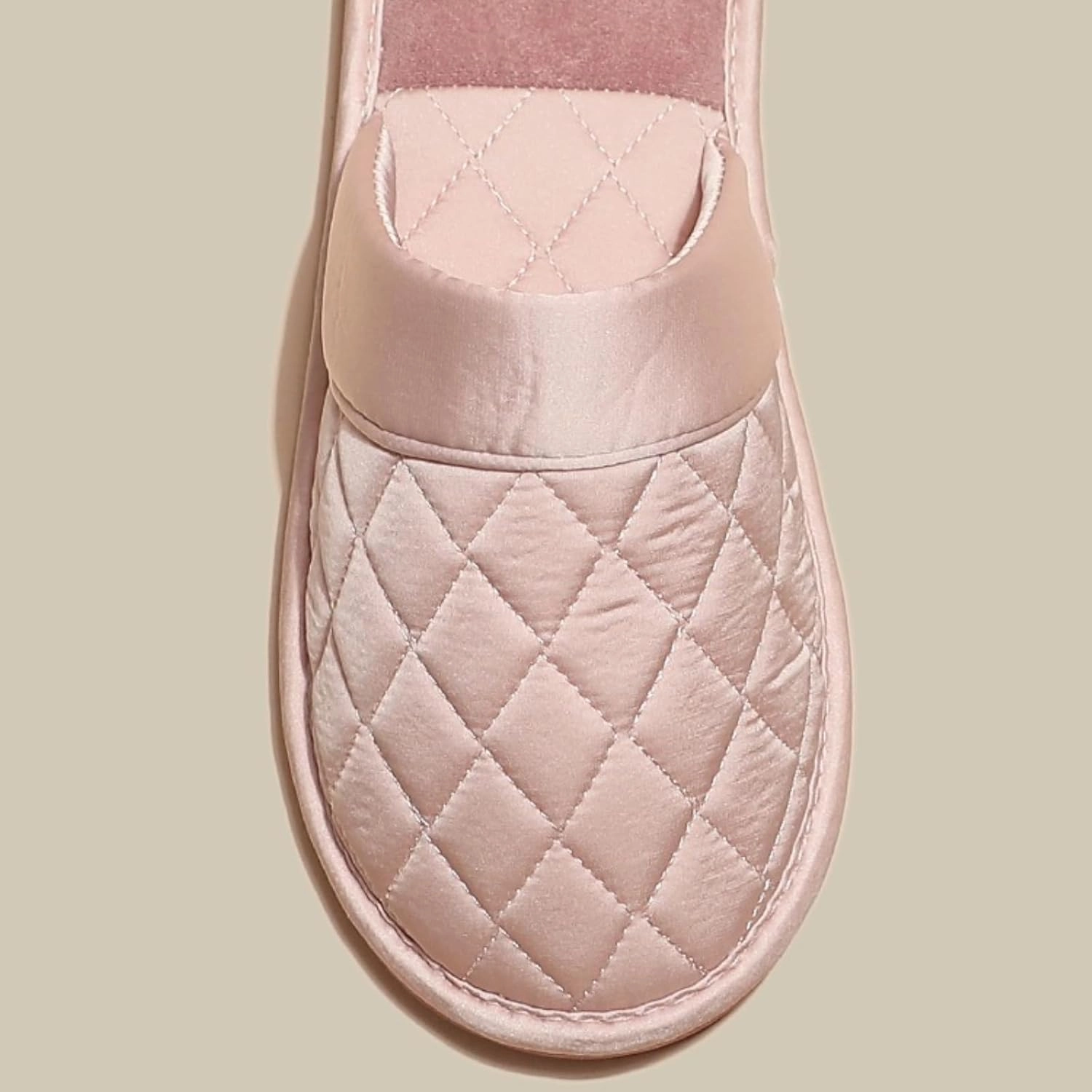 Satin Couple Home Slippers for Spring & Autumn, Indoor Closed-Toe Bedroom Slip-ons with Rhombic Pattern