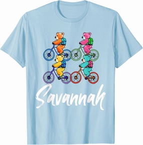 Savannah Cute Teddy Bears And Bikes Bicycle Design T-Shirt