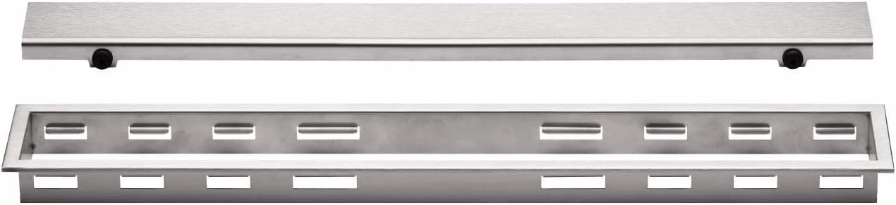 Schluter Kerdi Line Linear Drain with 1-1/8" Frame 36" Solid Grate - For Showers & Wet Rooms - Brushed Stainless Steel Finish - KL1AR30EB90