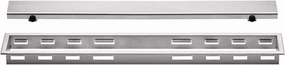 Schluter Kerdi Line Linear Drain with 1-1/8" Frame 36" Solid Grate - For Showers & Wet Rooms - Brushed Stainless Steel Finish - KL1AR30EB90