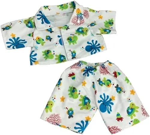 Sea Friends Pajama Set for 6-10 inch Stuffed Animals – Ocean Dreams Themed Plush Toy Clothes, Sleepwear for Teddy Bears, Plushies, Mini Bears, Sea Buddies, Soft Toy Companions