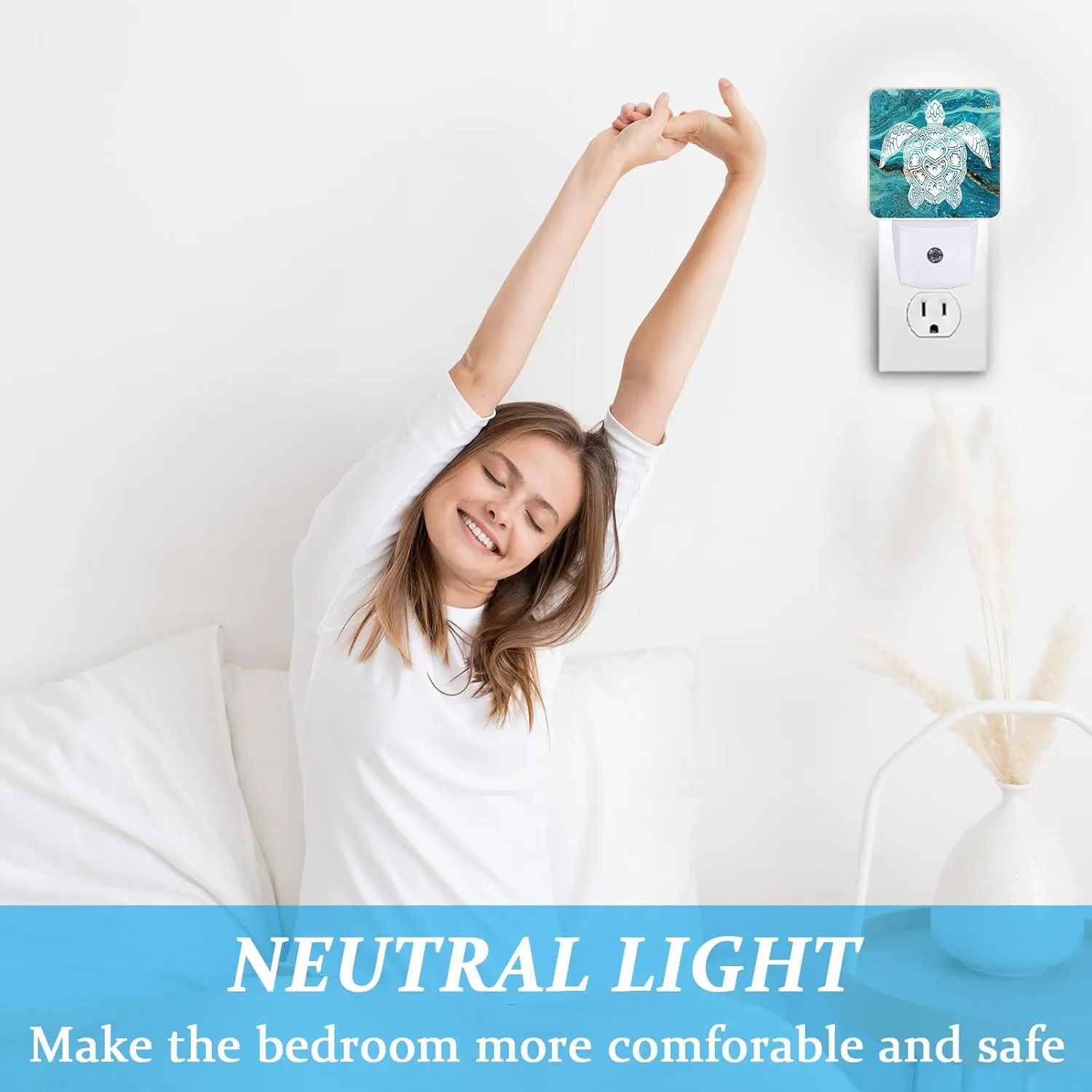 Sea Turtle Night Light, Plug-into Wall Green Marble Nightlight Lamp with Dusk to Dawn Sensor, Led Lamp 0.5W Energy Efficient for Boys Girls Adults Home Decor
