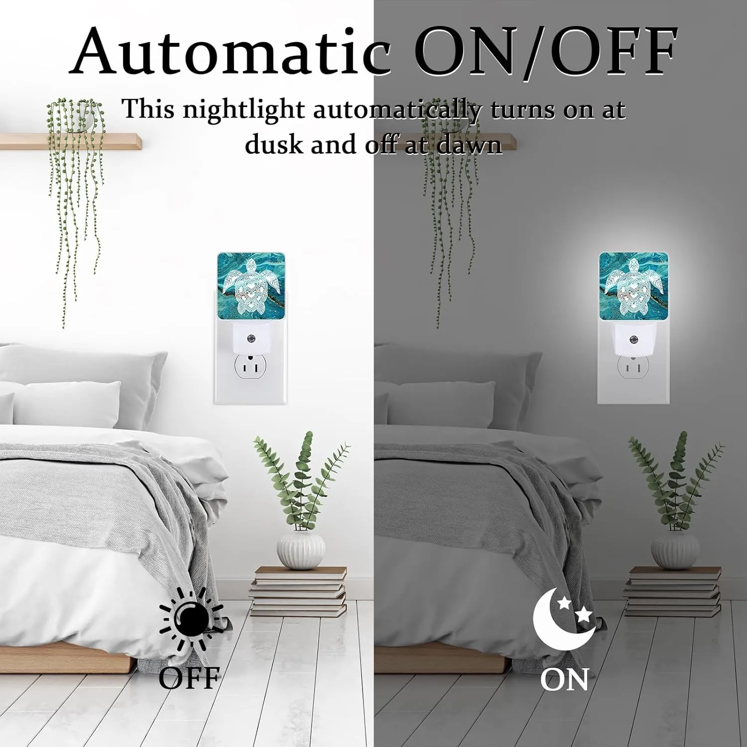 Sea Turtle Night Light, Plug-into Wall Green Marble Nightlight Lamp with Dusk to Dawn Sensor, Led Lamp 0.5W Energy Efficient for Boys Girls Adults Home Decor