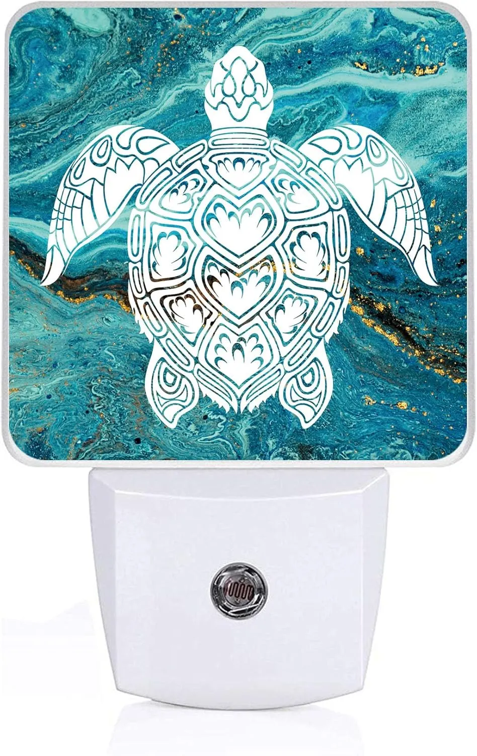 Sea Turtle Night Light, Plug-into Wall Green Marble Nightlight Lamp with Dusk to Dawn Sensor, Led Lamp 0.5W Energy Efficient for Boys Girls Adults Home Decor