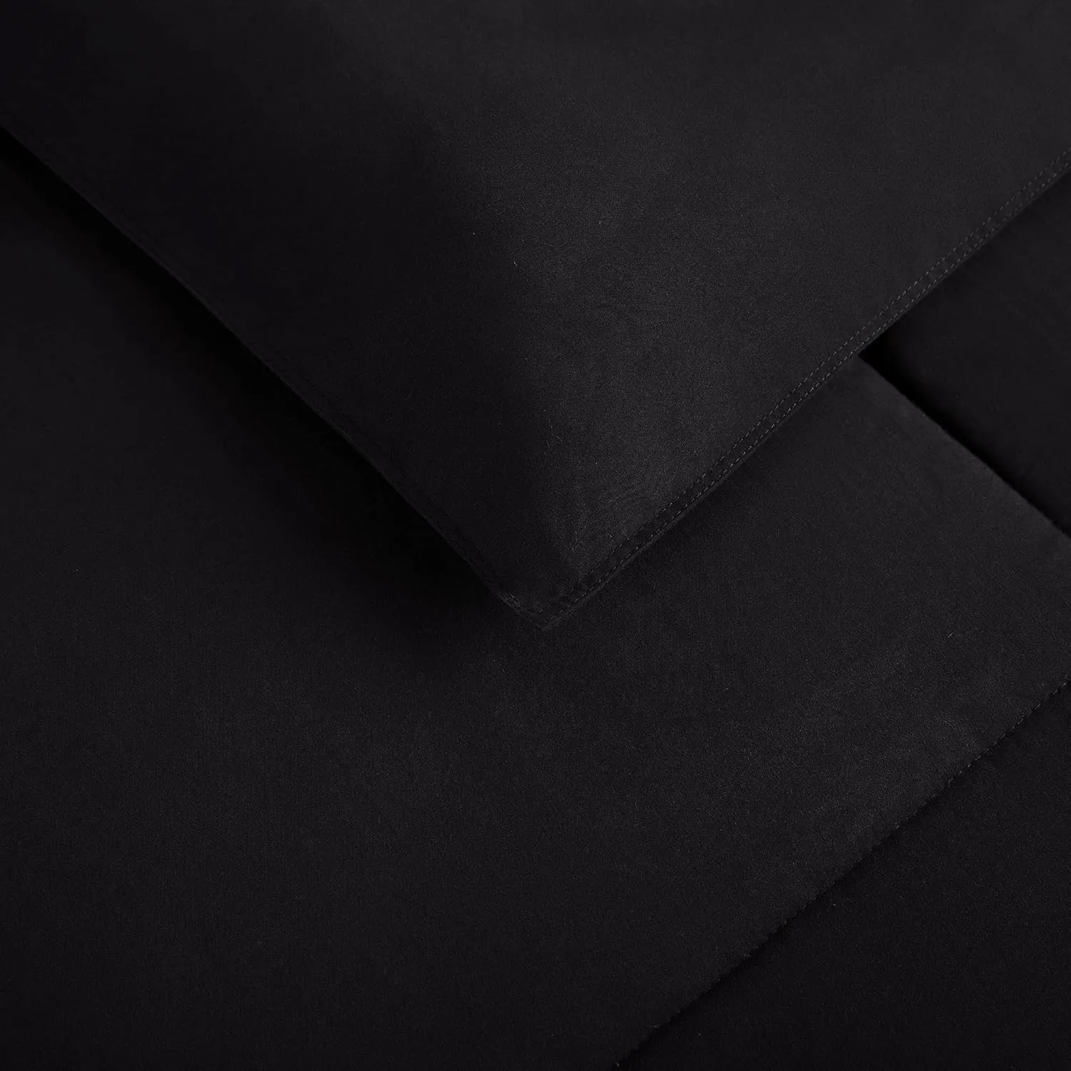 SERTA Simply Clean Ultra Soft Hypoallergenic Solid 3 Piece Comforter Set, Full/Queen, Black