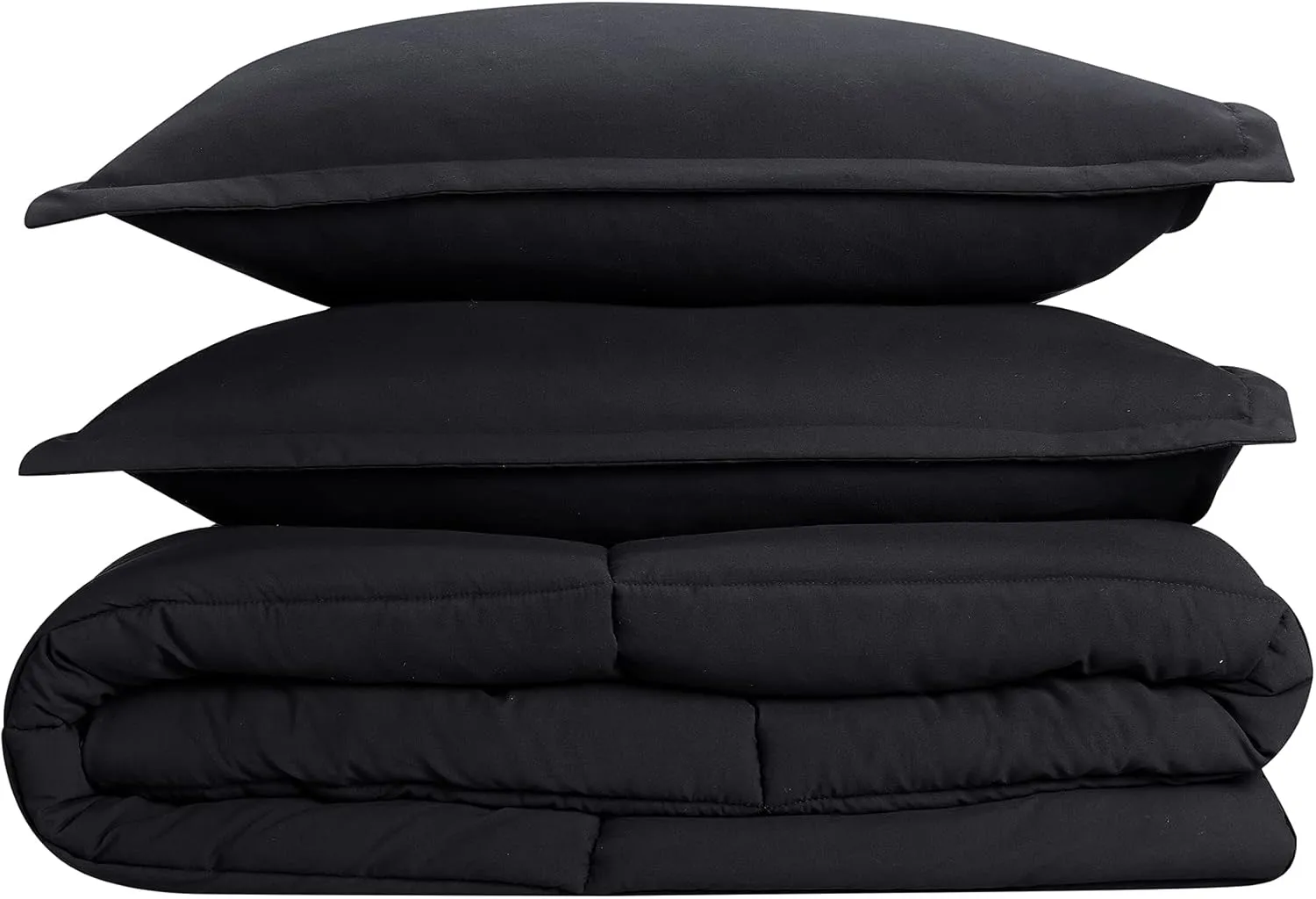 SERTA Simply Clean Ultra Soft Hypoallergenic Solid 3 Piece Comforter Set, Full/Queen, Black