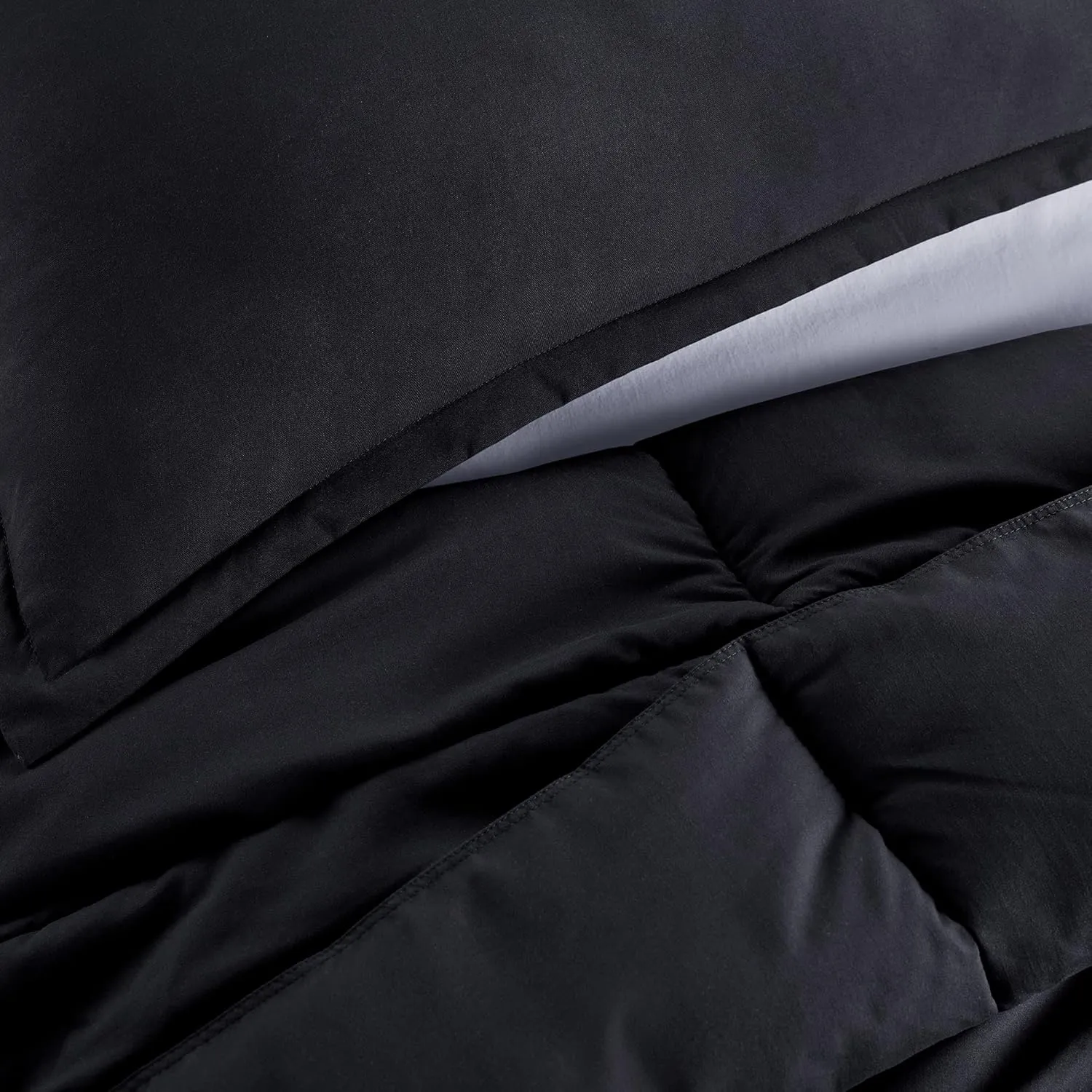 SERTA Simply Clean Ultra Soft Hypoallergenic Solid 3 Piece Comforter Set, Full/Queen, Black