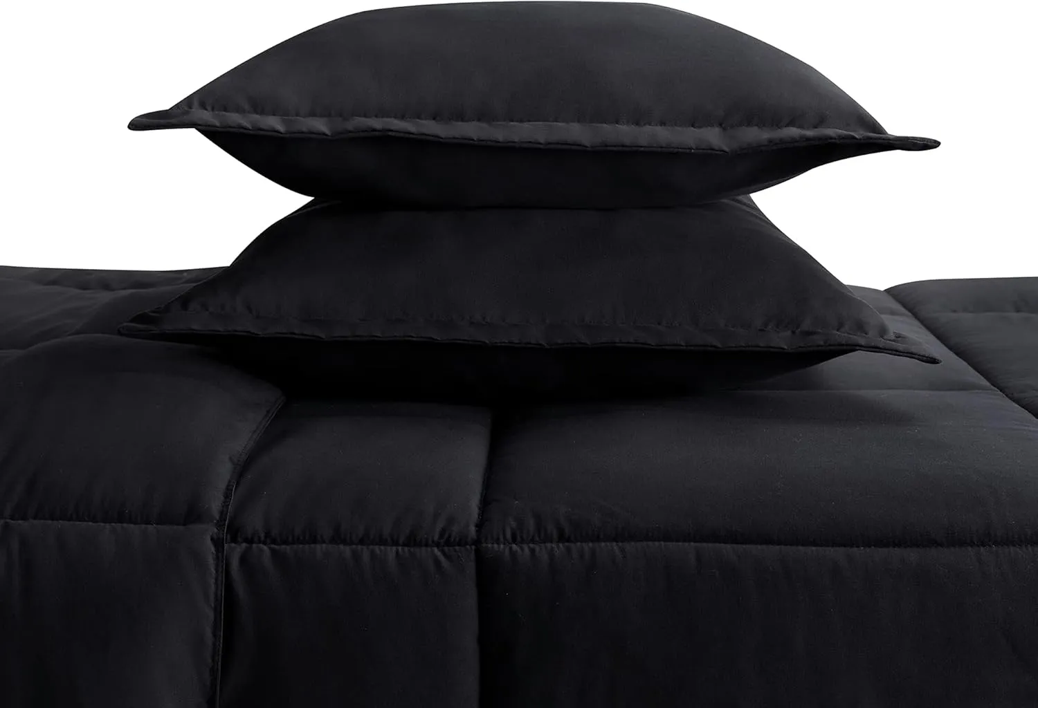 SERTA Simply Clean Ultra Soft Hypoallergenic Solid 3 Piece Comforter Set, Full/Queen, Black