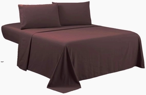 Sfoothome Coffee Full Sheets Set - Hotel Luxury 4-Piece Bed Set, Extra Deep Pocket, 1800 Series Bedding Set, Wrinkle & Fade Resistant, Sheet & Pillow Case Set (Full, Coffee)
